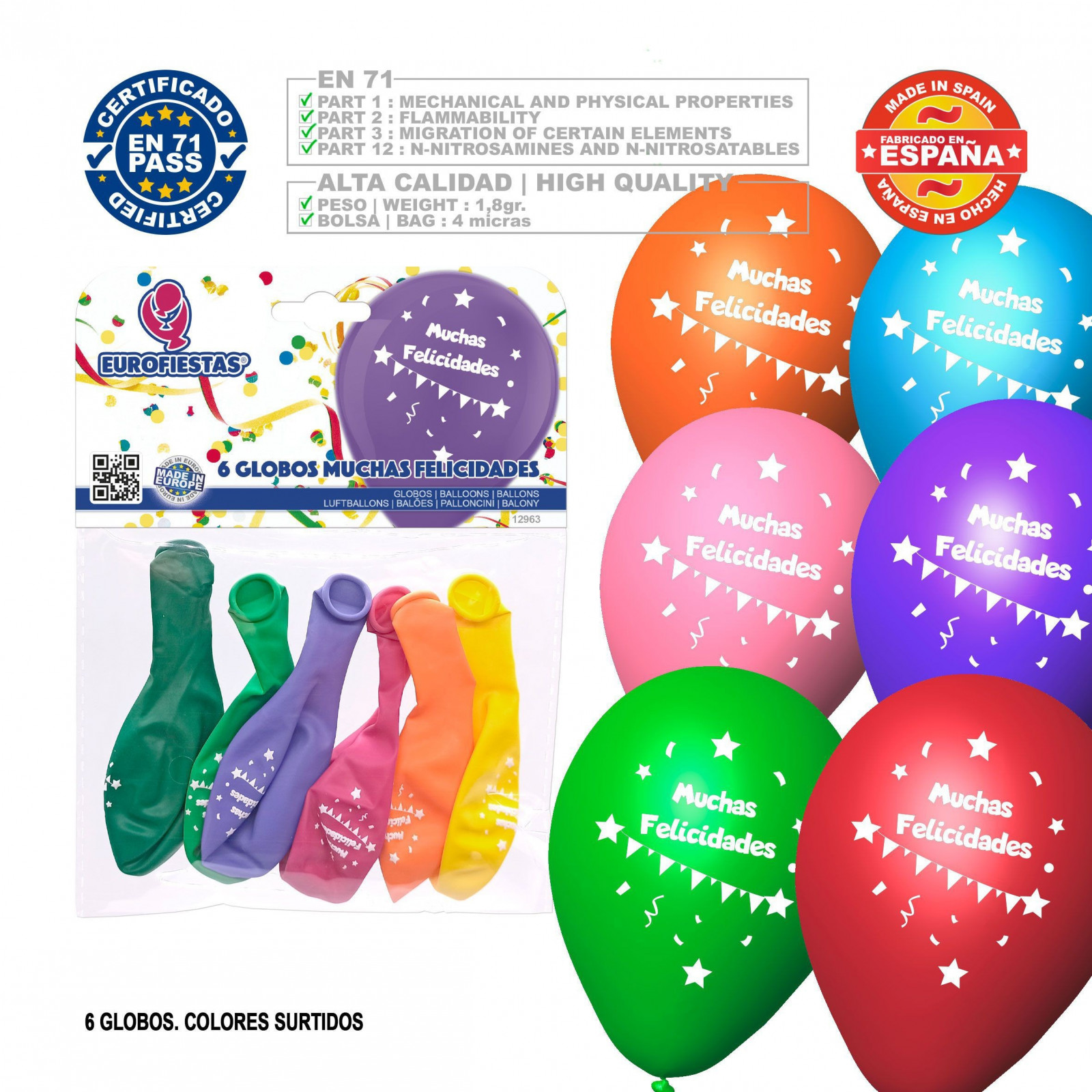 Pack de ballons beaucoup de félicitations 6 assortis