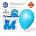 Pack de ballons joyeux anniversaire 6 ciel
