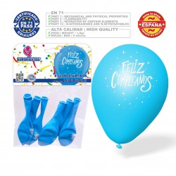 Ballons * joyeux anniversaire * 6 bleu clair
