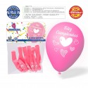 Pack de ballons joyeux anniversaire 6 rose