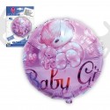 Ballon en polyamide rond imprimé "baby girl" diamètre 45cm.