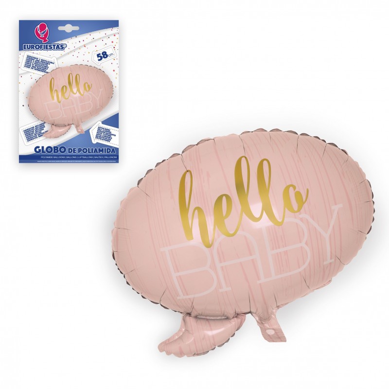 Globe en feuille hello baby rose 58x54cm