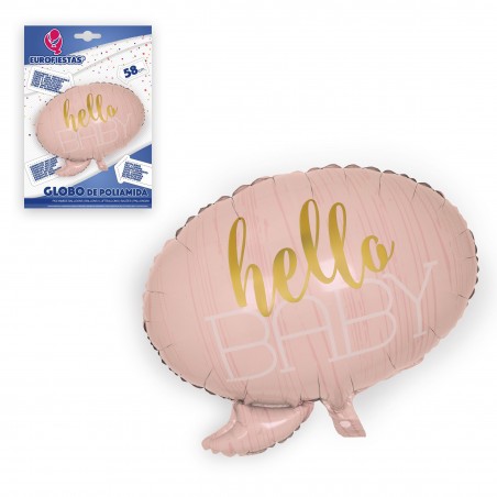 Globe en feuille hello baby rose 58x54cm