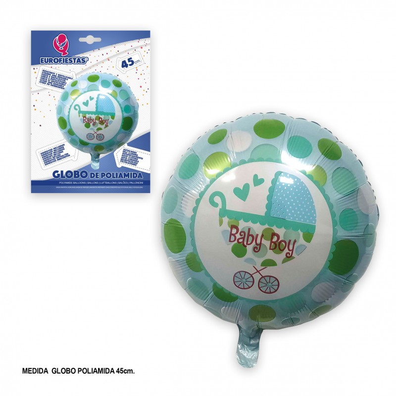 Ballon rond en polyamide bébé garçon 45cm