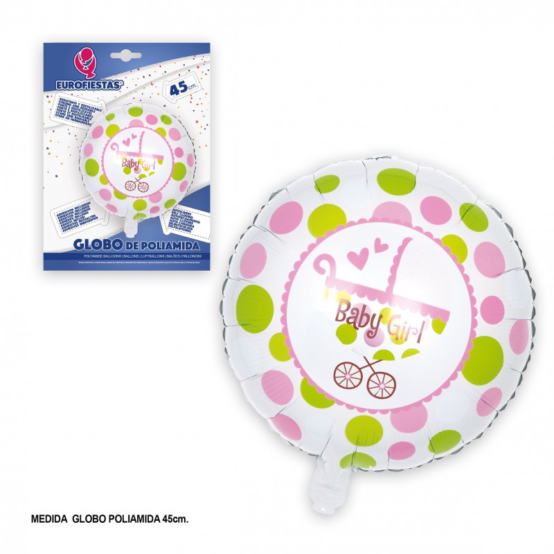 Ballon rond en polyamide bébé fille 45cm