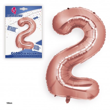 Ballon 1m en polyamide or rose nº 2