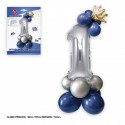 Ensemble de ballons en aluminium Couronne 80 cm 1 bleu argenté