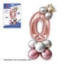 Ensemble de ballons en aluminium Couronne 80 cm 0 argent rose