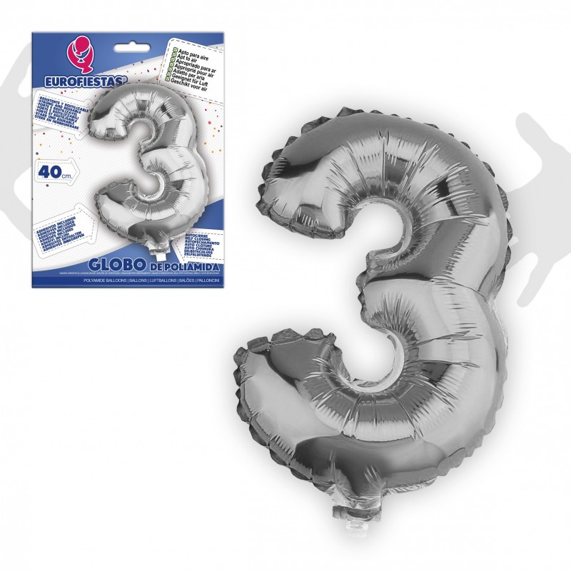 Ballon polyamide 3 argent 40cm