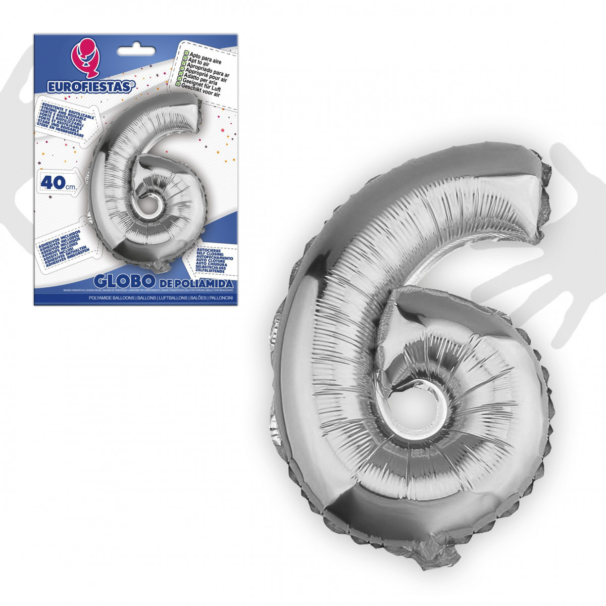 Ballon en polyamide 6 argent 40cm
