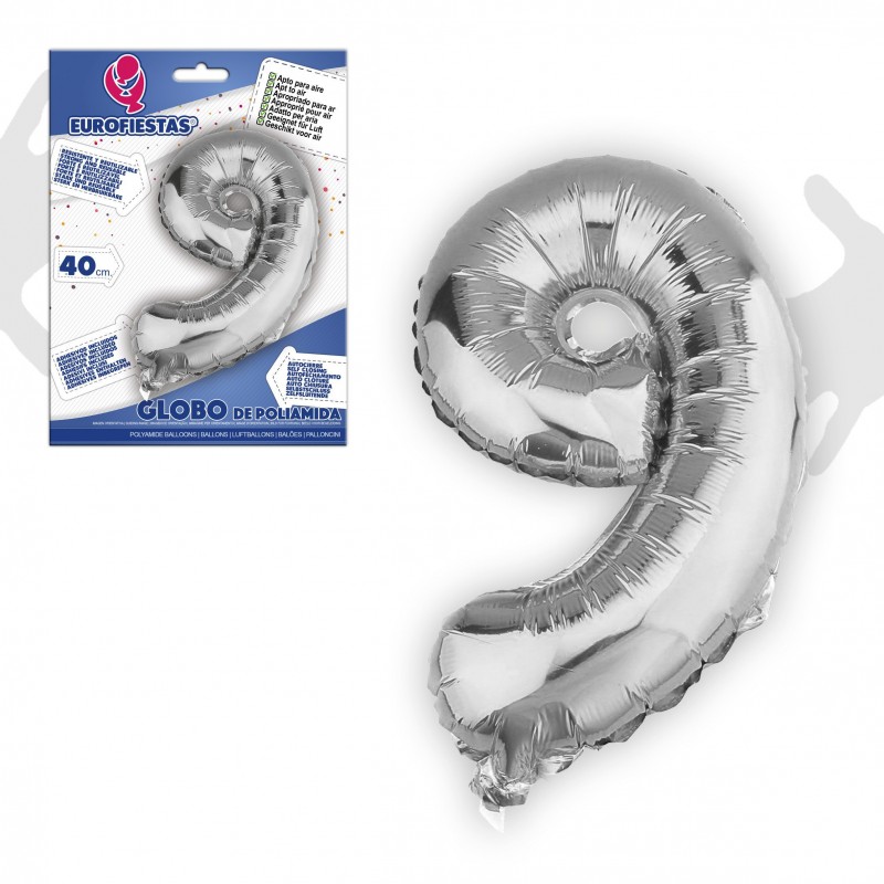 Ballon en polyamide 9 argent 40cm