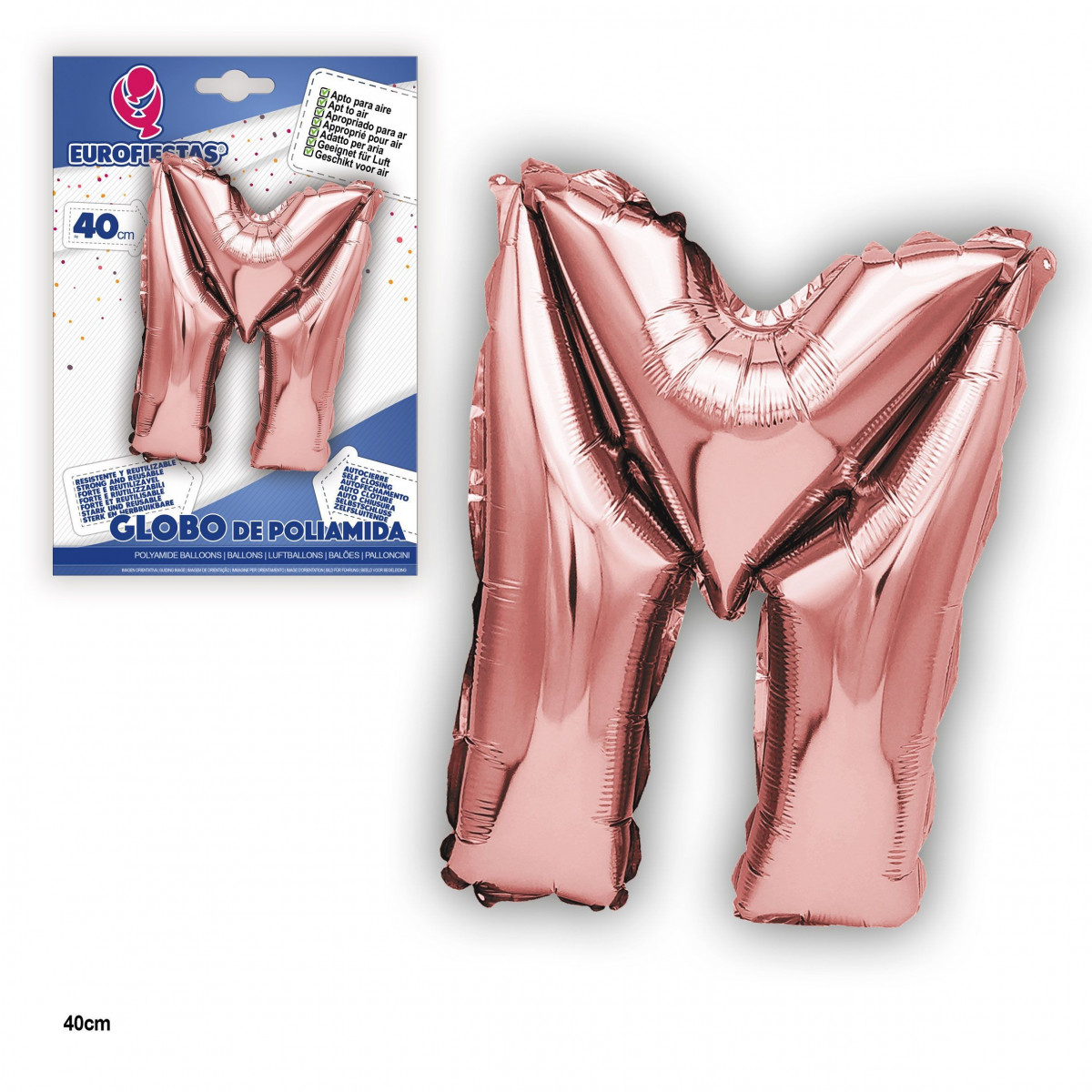 Ballon polyamide or rose 40 cm m