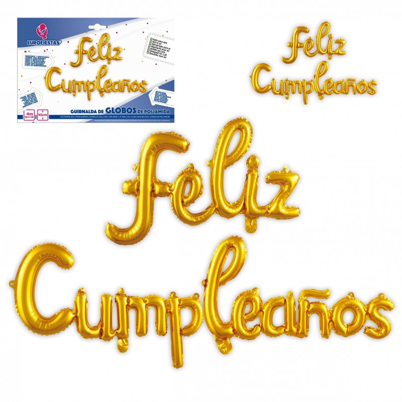 Ballons polyamide joyeux anniversaire minuscule or