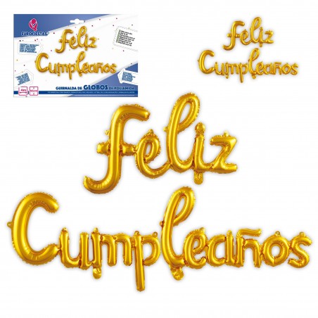 Ballons polyamide joyeux anniversaire minuscule or