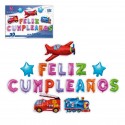 Set de ballons polyamide joyeux anniversaire véhicules