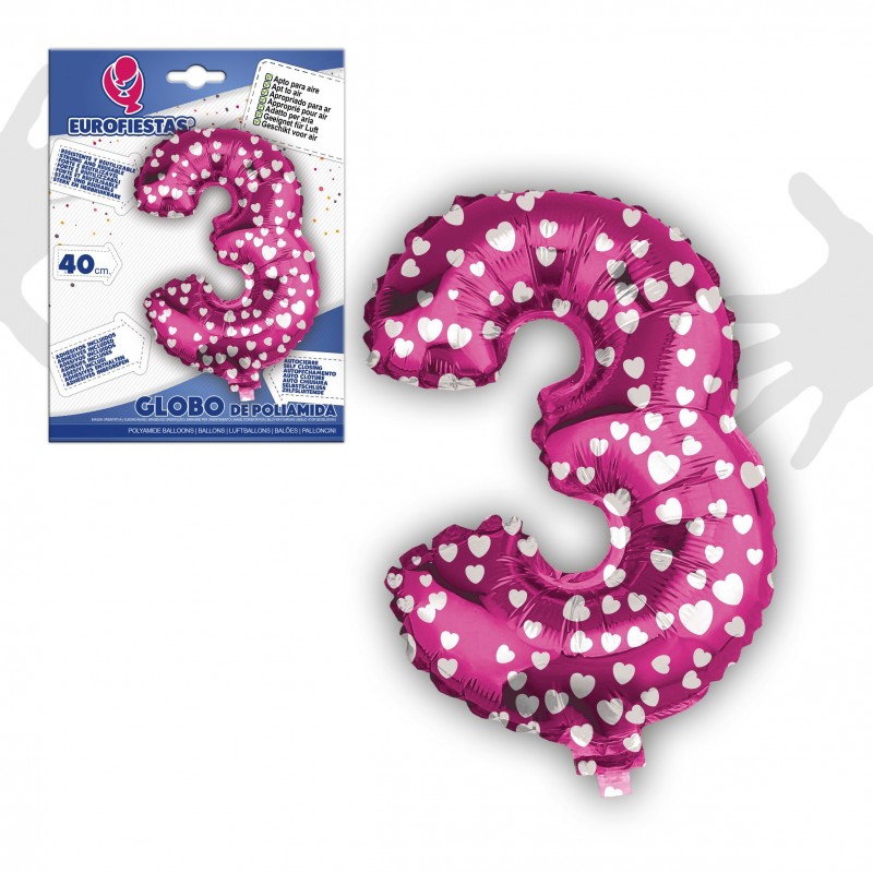 Ballon polyamide 3 rose 40 cm