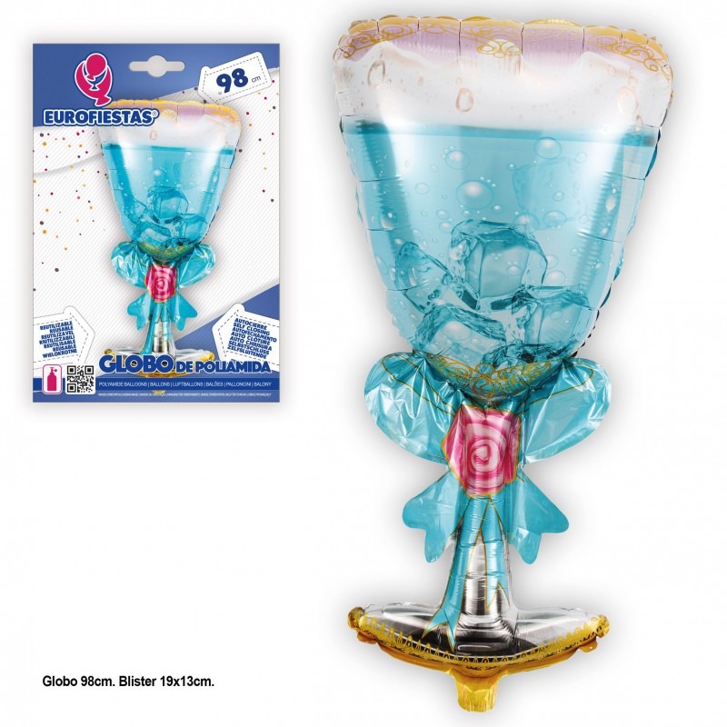 Ballon polyamide bleu gobelet 98cm