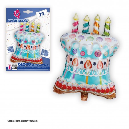 Ballon polyamide gâteau bleu 73cm