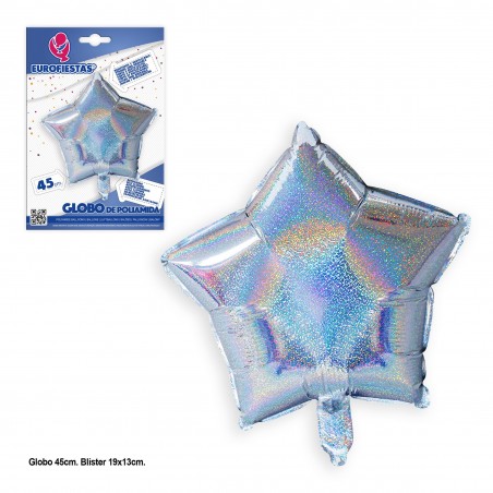 Ballon en polyamide étoile holographique 45cm