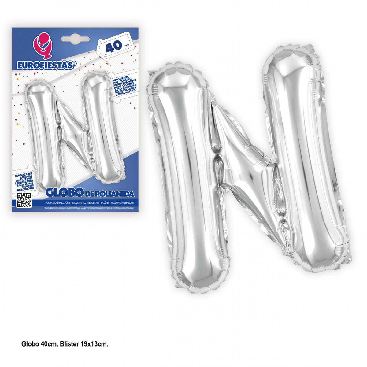 Ballon polyamide 40cm argent brillant n