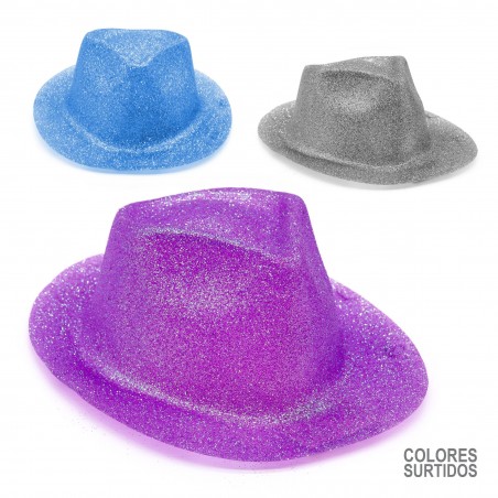 Chapeau de gangster en plastique pailleté