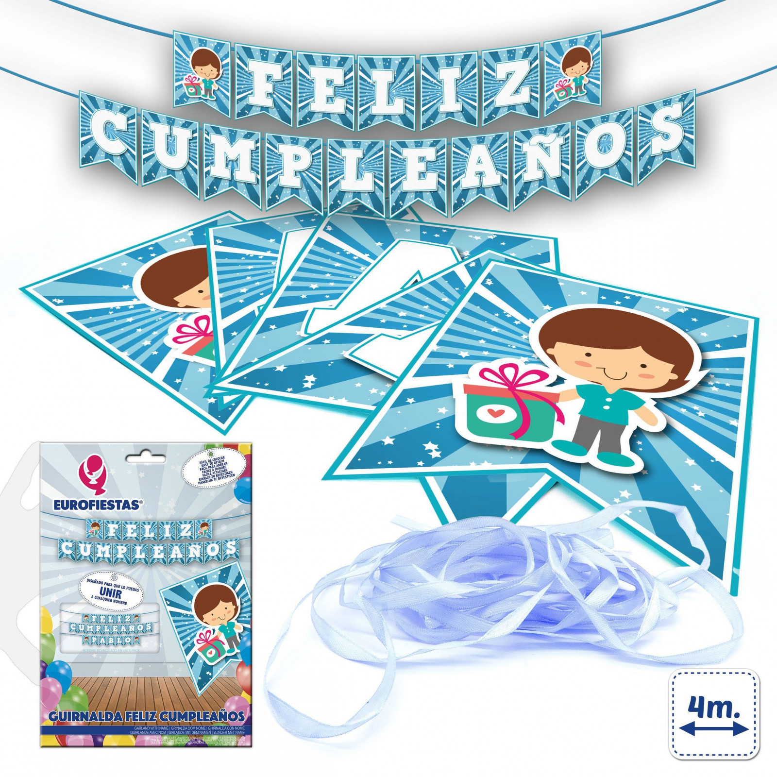 Guirlande joyeux anniversaire bleu