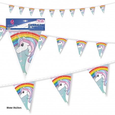 Guirlande de fanions en papier licorne arc-en-ciel