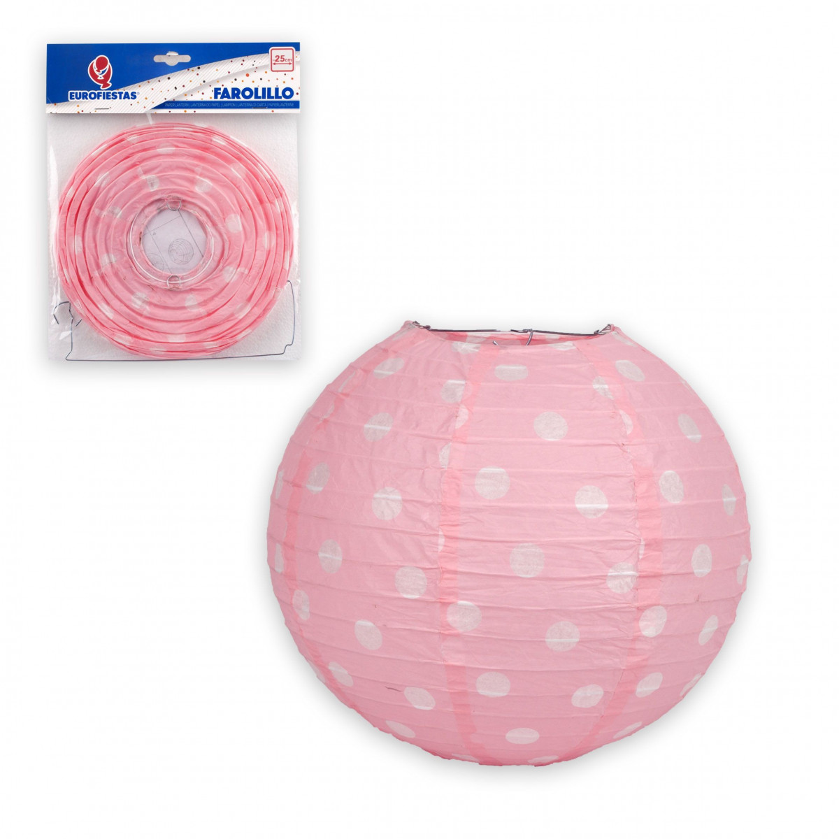 Lanterne ronde 25cm pois rose