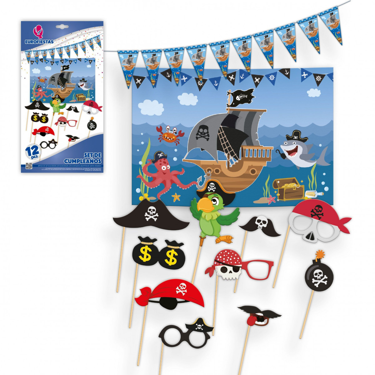 Ensemble d'affiches d'anniversaire de pirates