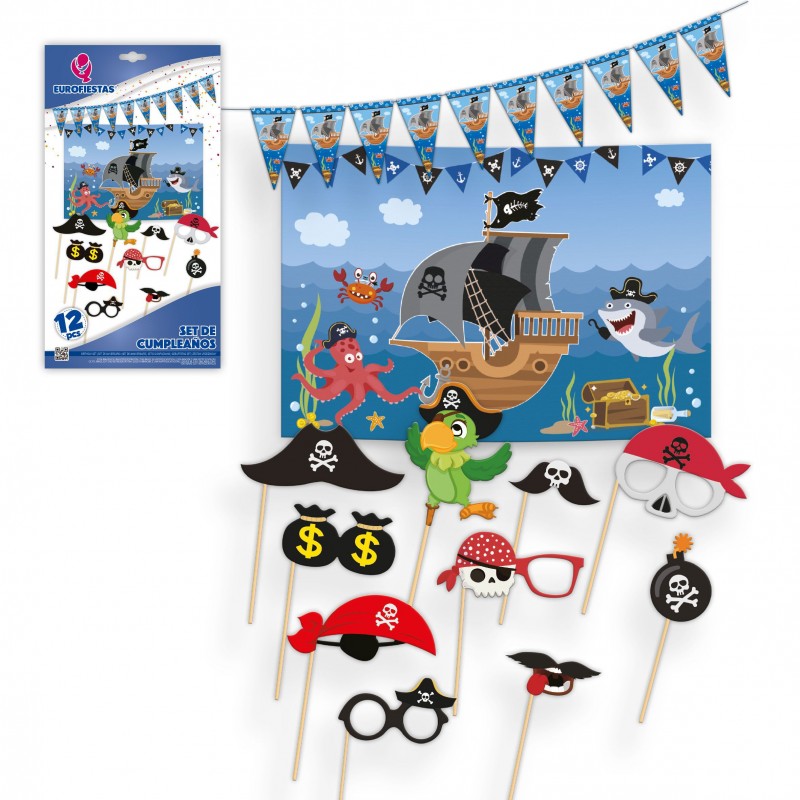 Ensemble d'affiches d'anniversaire de pirates