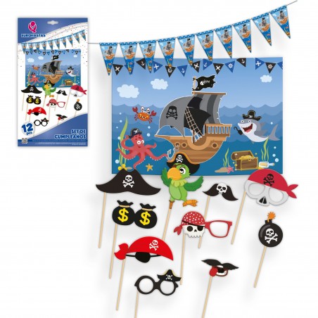 Ensemble d'affiches d'anniversaire de pirates