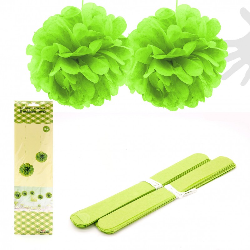 Suspension pompon 2u. 30cm vert