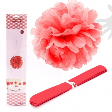 Pompom suspendu 1u.40cm rouge