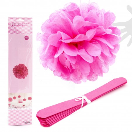 Pendentif pompon 1u.40cm fuchsia