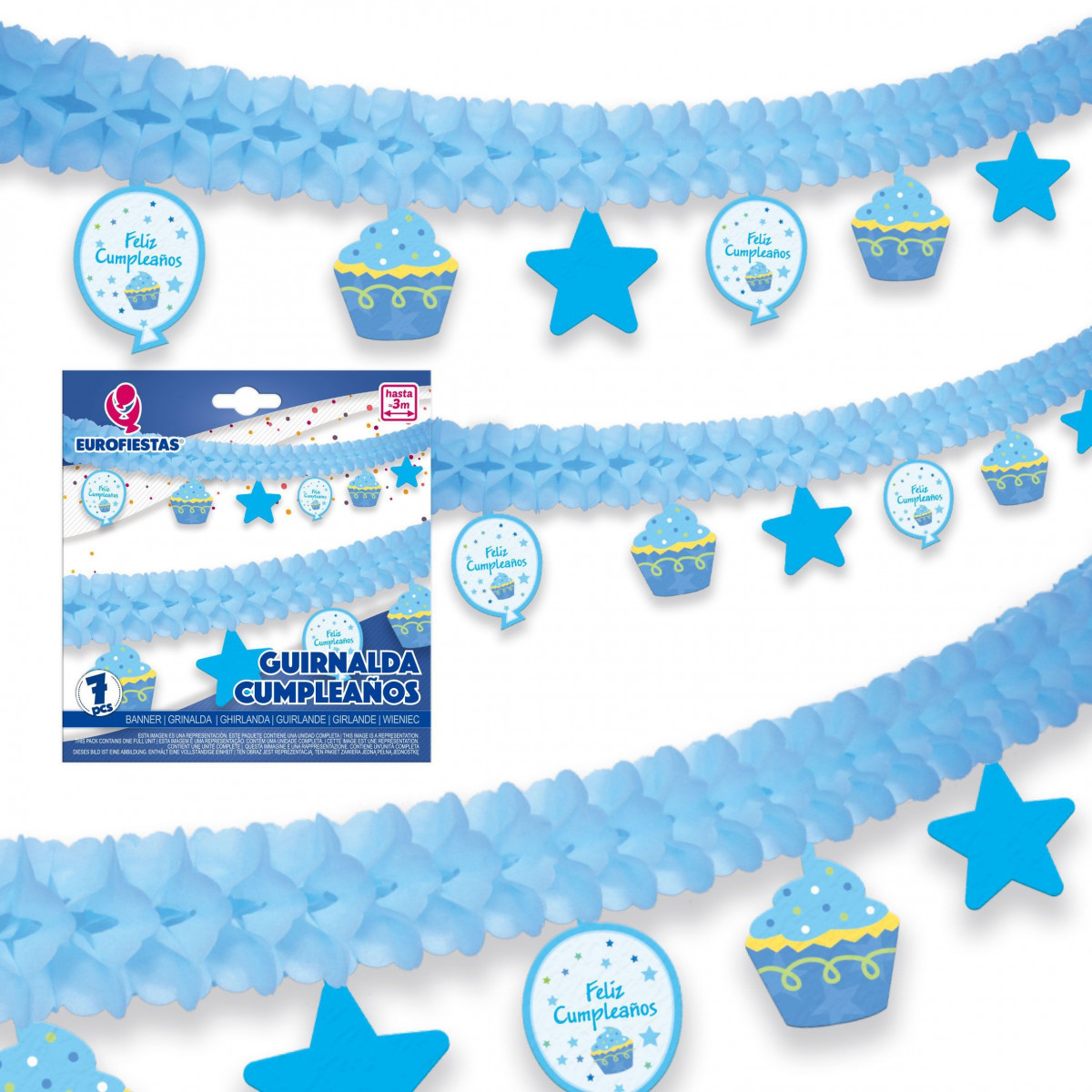 Guirlande en papier joyeux anniversaire ciel