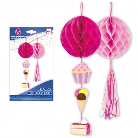 Boules En Nid D'abeille Roses 2
