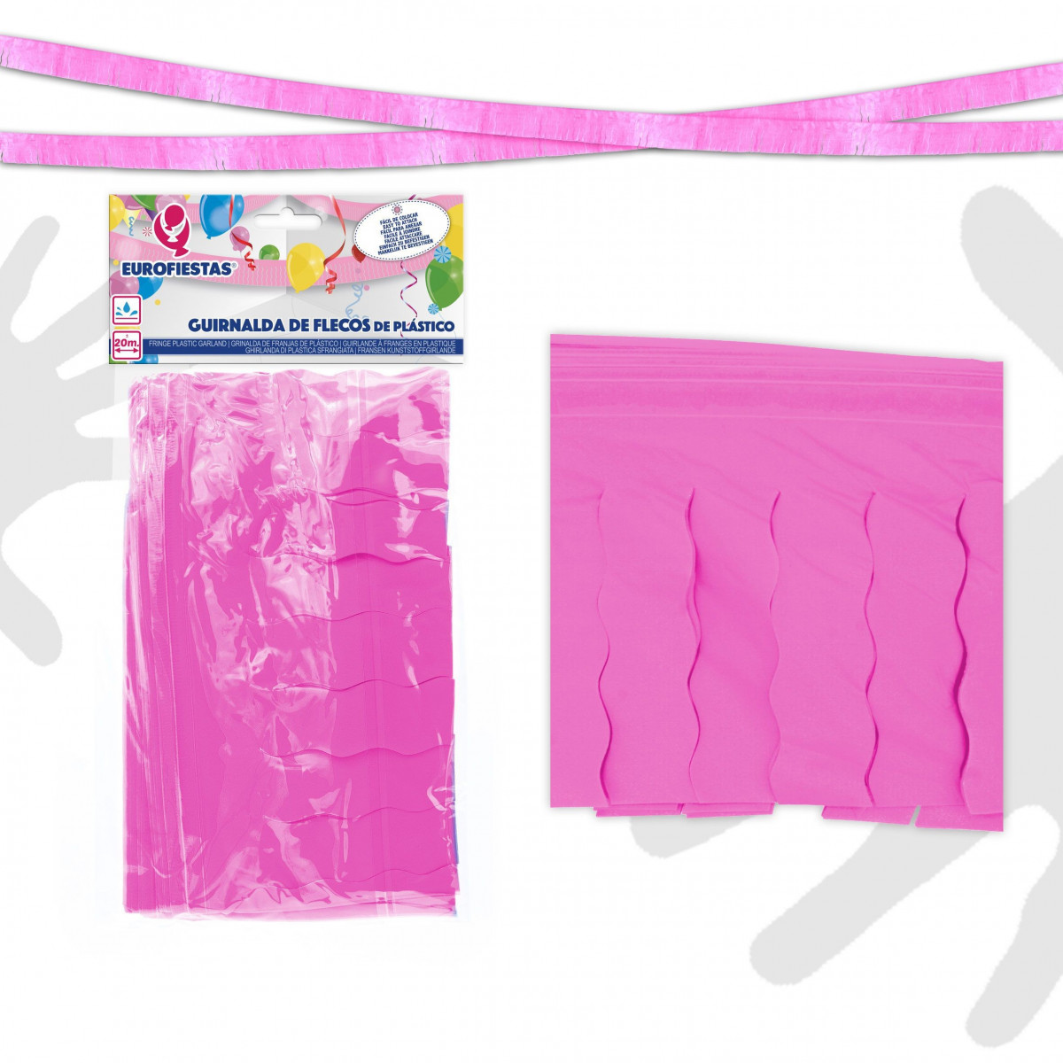 20m franges plastique rose
