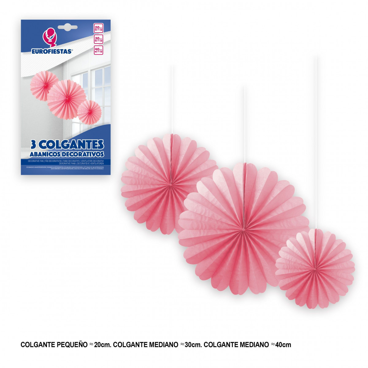 Ensemble de 3 pompons roses décoratifs à suspendre.