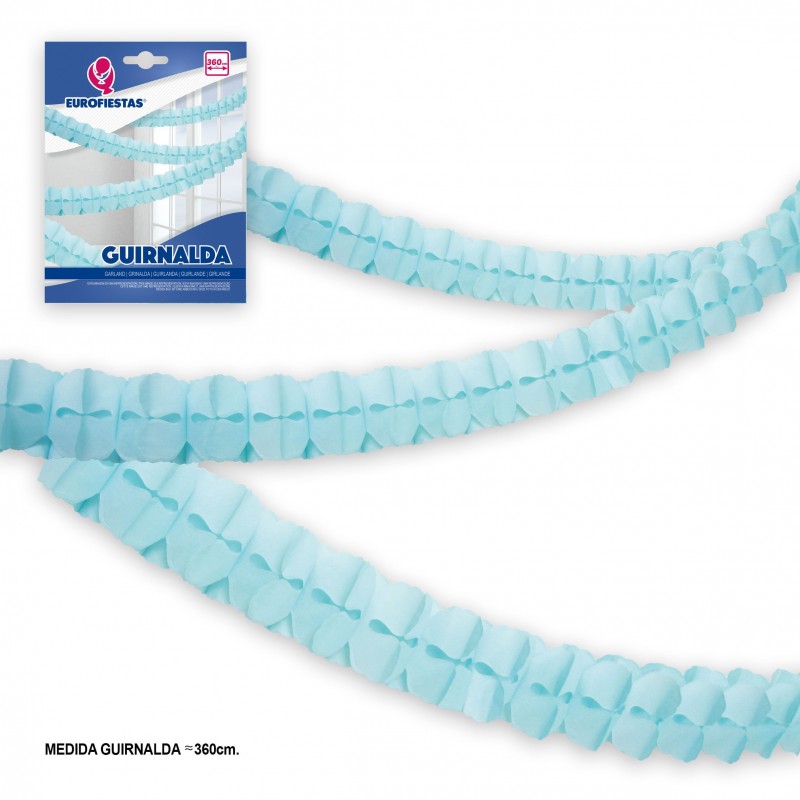 Guirlande en papier 3,6 m bleu