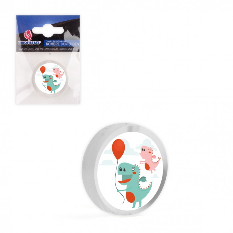 Nom LED cercle dinosaure