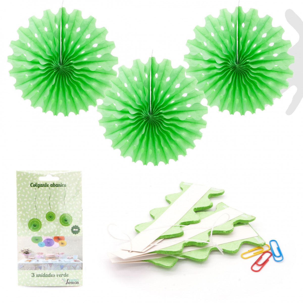 Pendentif éventail vert 3 20cm