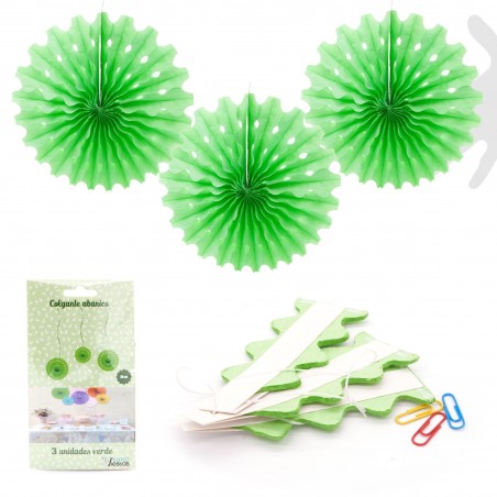 Pendentif éventail vert 3 20cm