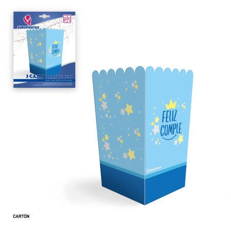Boîtes de pop-corn collection joyeux anniversaire bleu