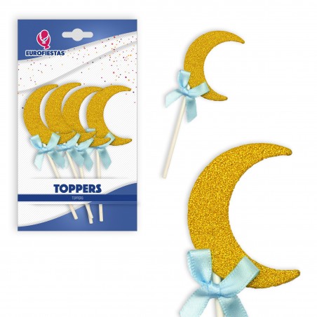 Topper lune or nœud bleu
