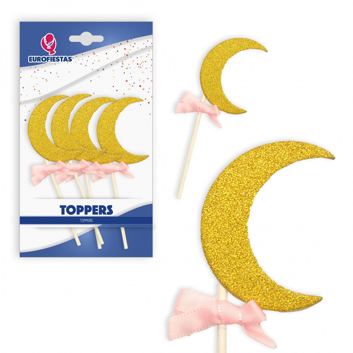 "Topper lune or nœud rose"