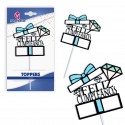 Topper diamant bleu joyeux anniversaire