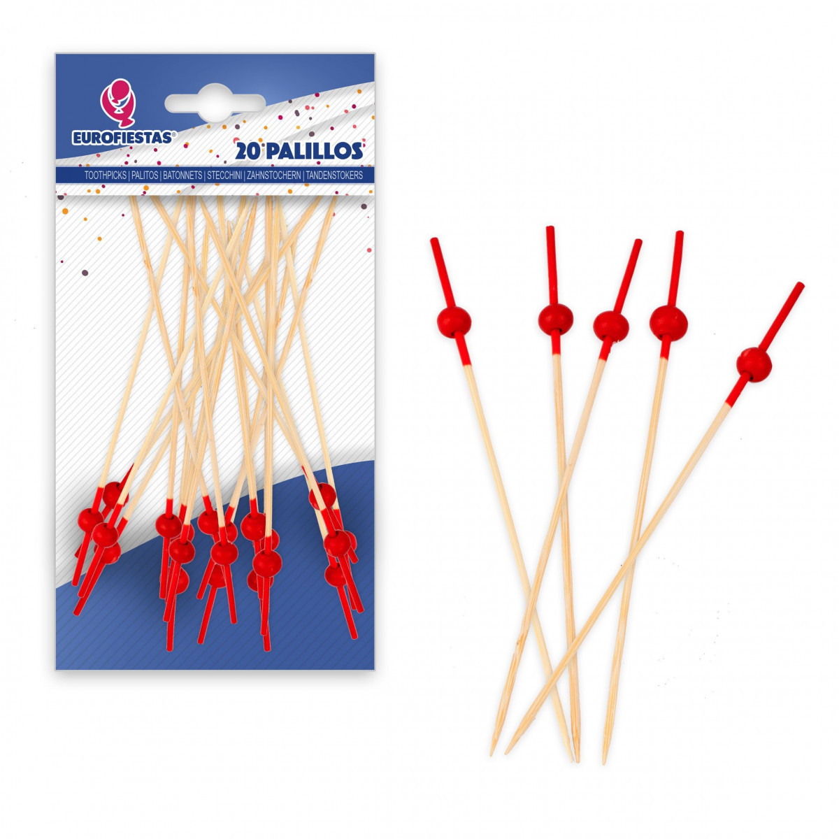 20 cure-dents 12 cm pointe rouge