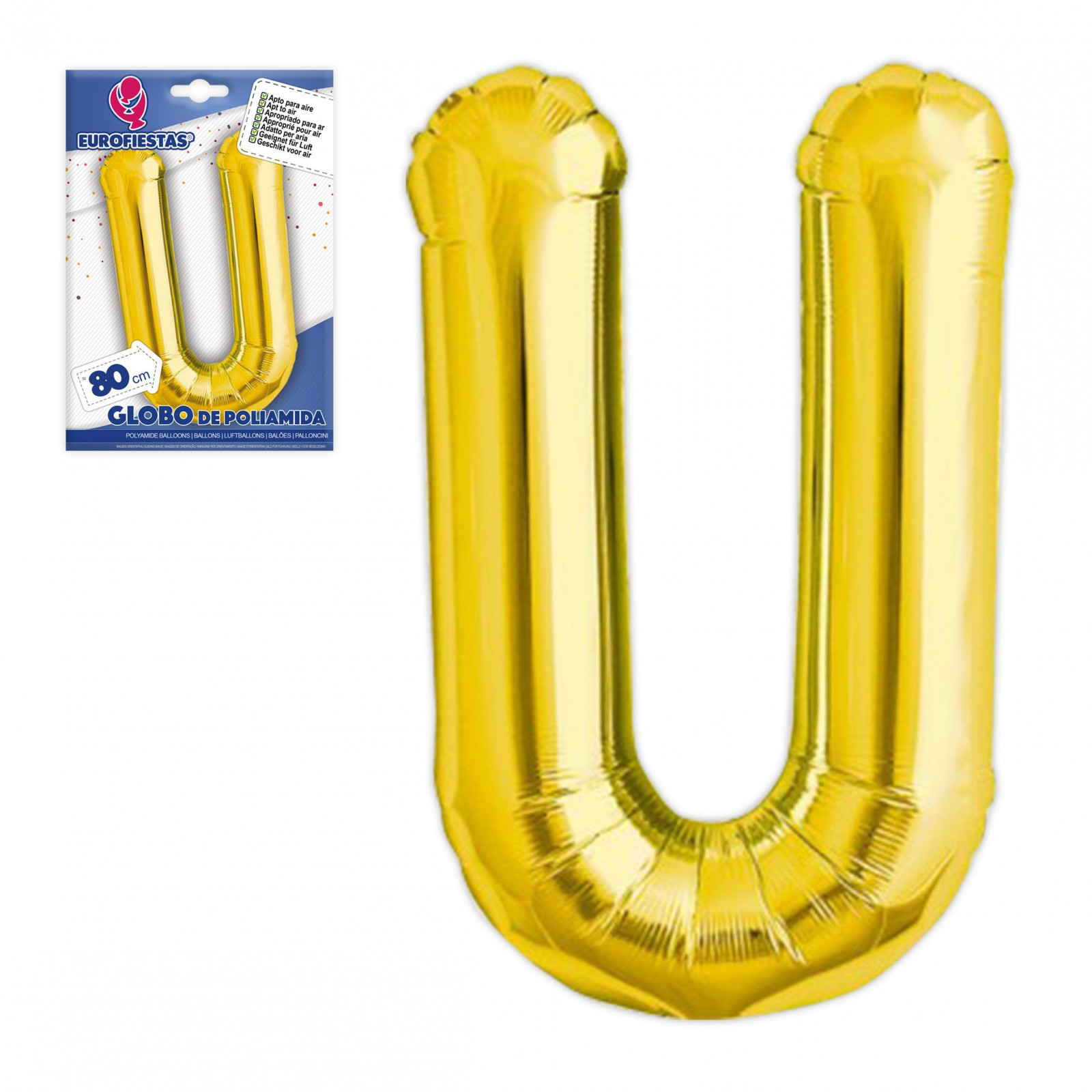 Ballon polyamide lettre u hauteur 80cm