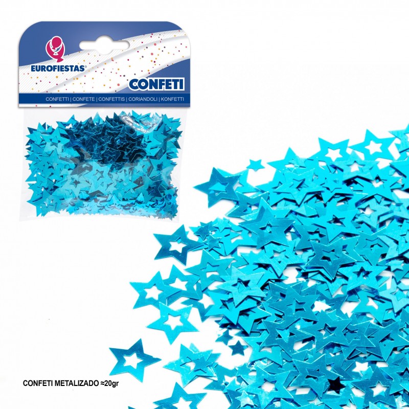 Confettis étoiles bleu brillant