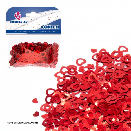 Confettis Coeur Creux Rouge Brillant